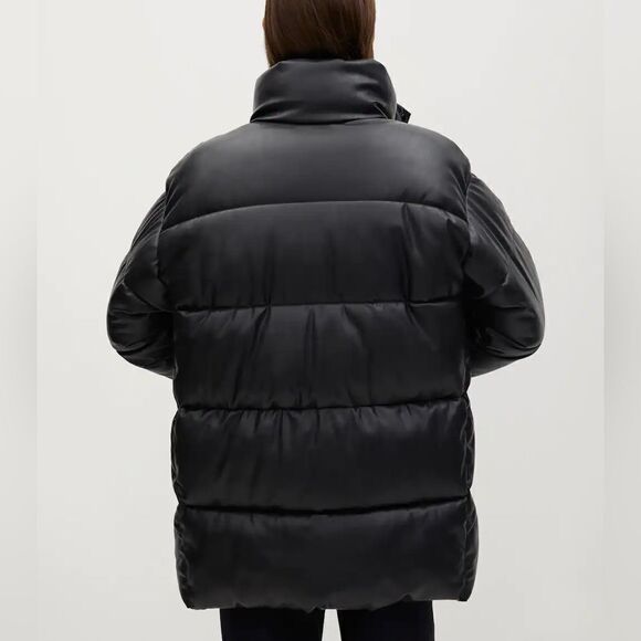 Mango Faux Leather Puffer Jacket Coat New - Picture 10 of 12